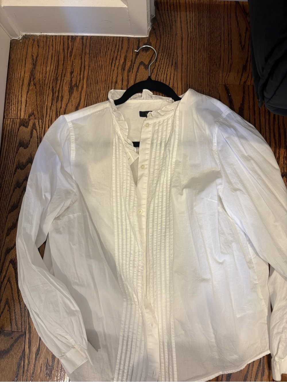 J. Crew White Ruffled Collar Button-Down Blouse